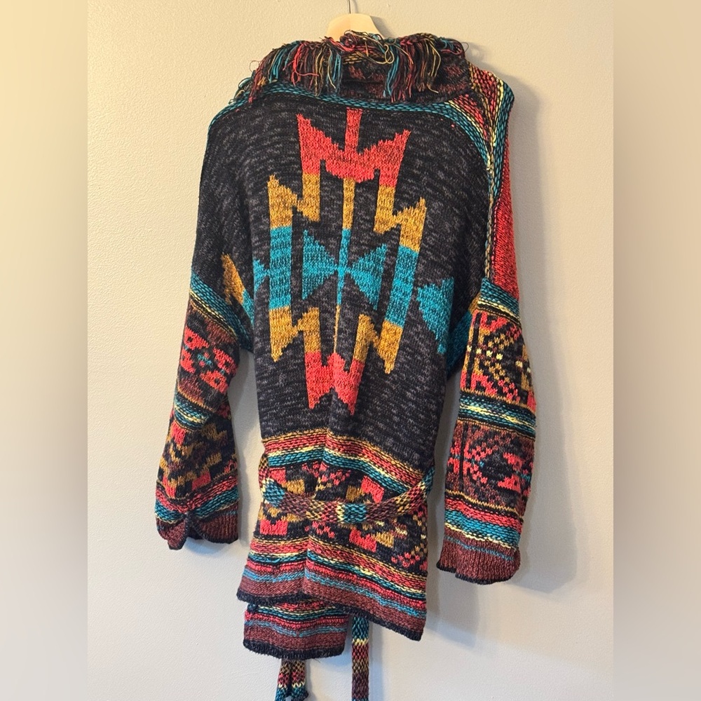 Free people Wild West southwest belted cardigan sweater Aztec xs but fits big - Picture 7 of 12